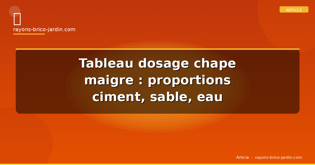 Tableau dosage chape maigre : proportions ciment, sable, eau